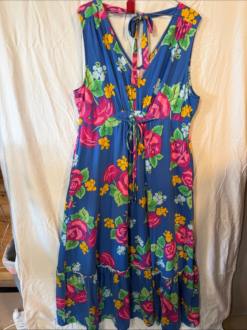 Matilda Jane Blue Maxi Dress with Pink & Yellow Floral Print